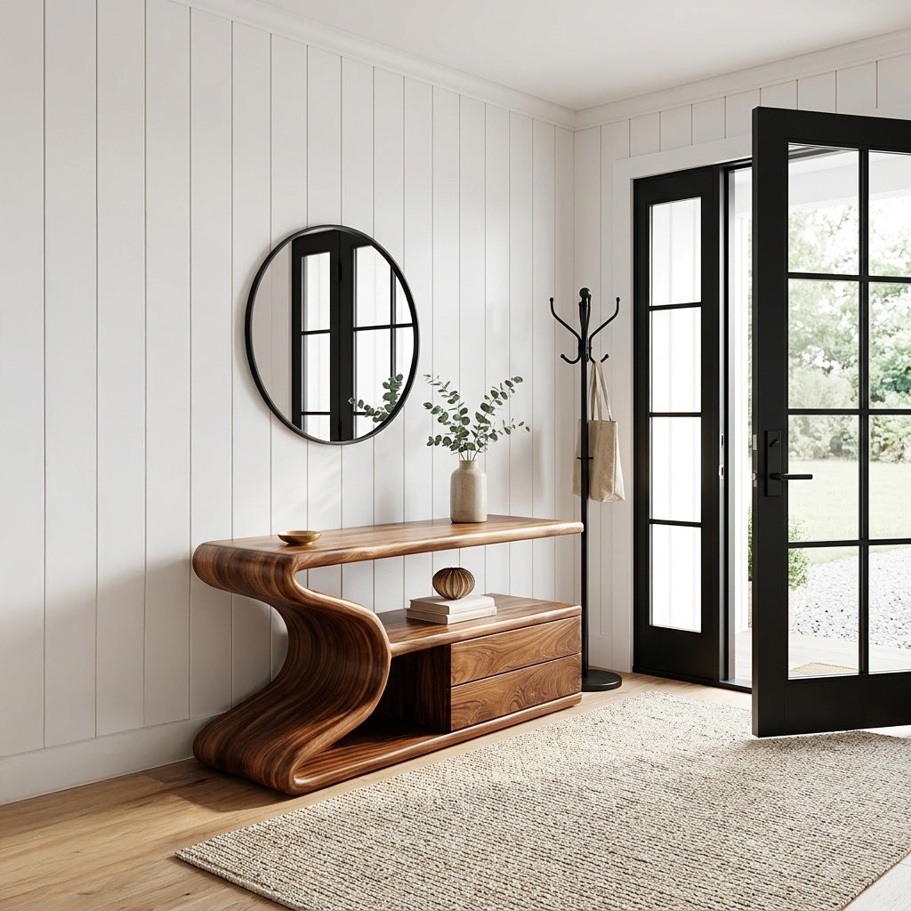 Modern Wooden Console Table With Storage For Statement Living Space
