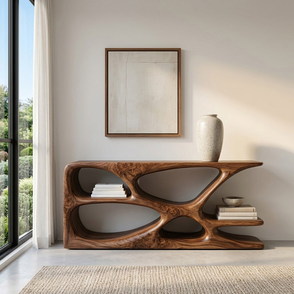 Minimalist Natural Wood Console Table For Living Space