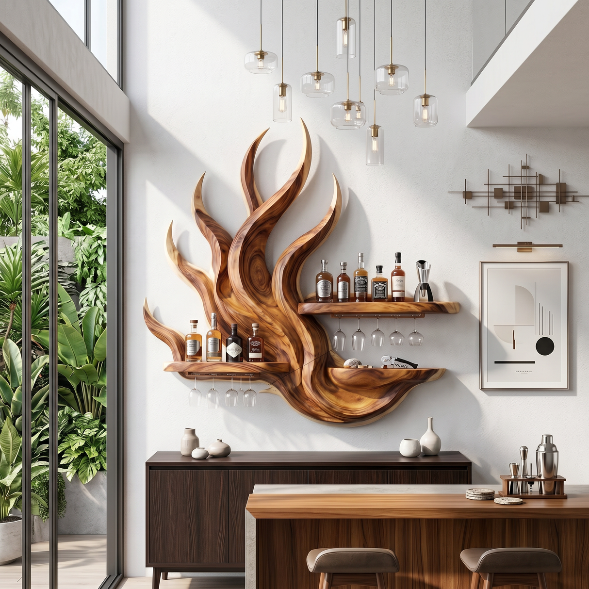 Handcrafted Modern Wall Wine Rack For Entertainment Room