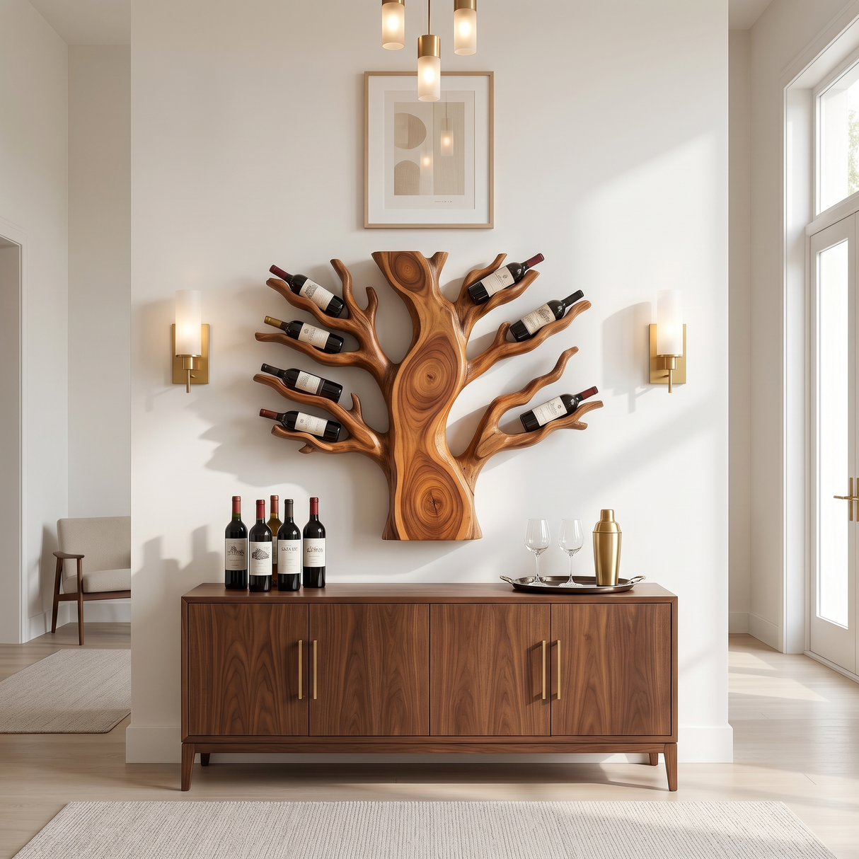 Coastal Floating Wine Rack For Living Room