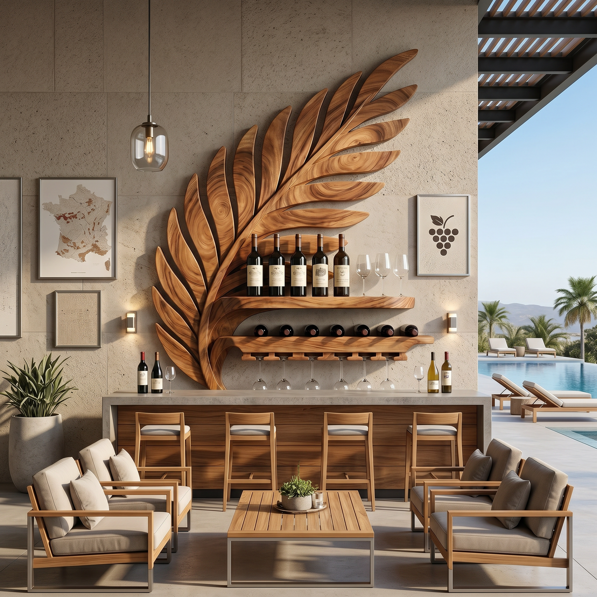 Industrial Wall Wine Rack For Loft Interior