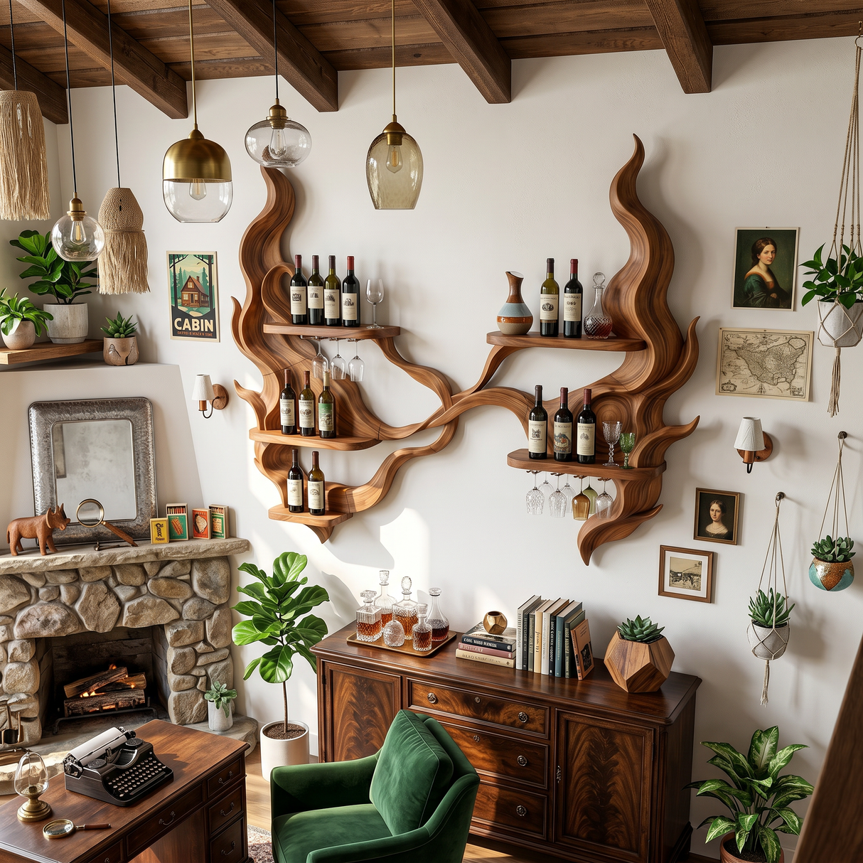 Handcrafted Organic Modern Wine Display Rack For Restaurant