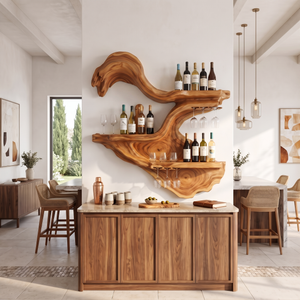 Farmhouse Wall Mounted Wine Rack For Kitchen