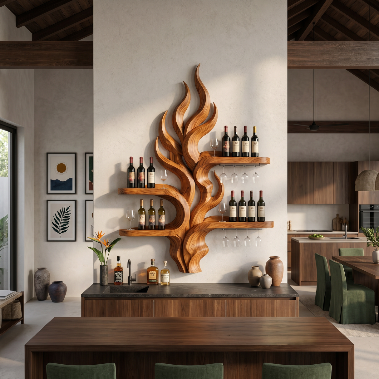 Handcrafted Organic Modern Wine Holder For Home Bar