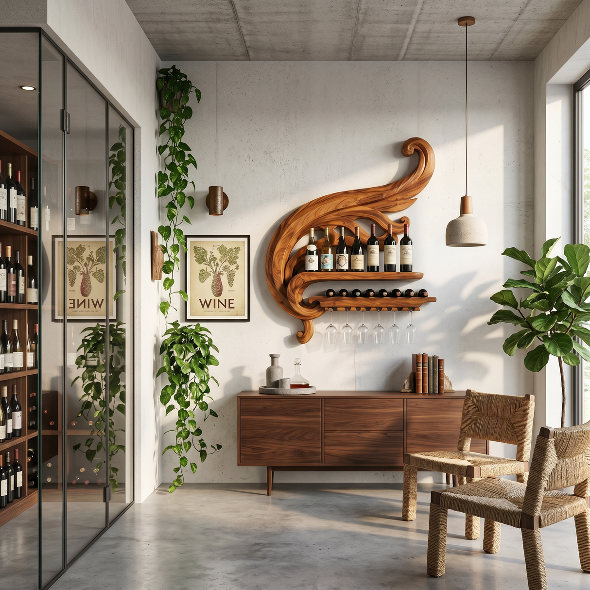 Farmhouse Wine Bottle Holder For Kitchen