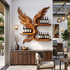 Mid Century Wine Display Rack For Dining Space
