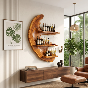 Handcrafted Farmhouse Wine Display Rack For Dining Area