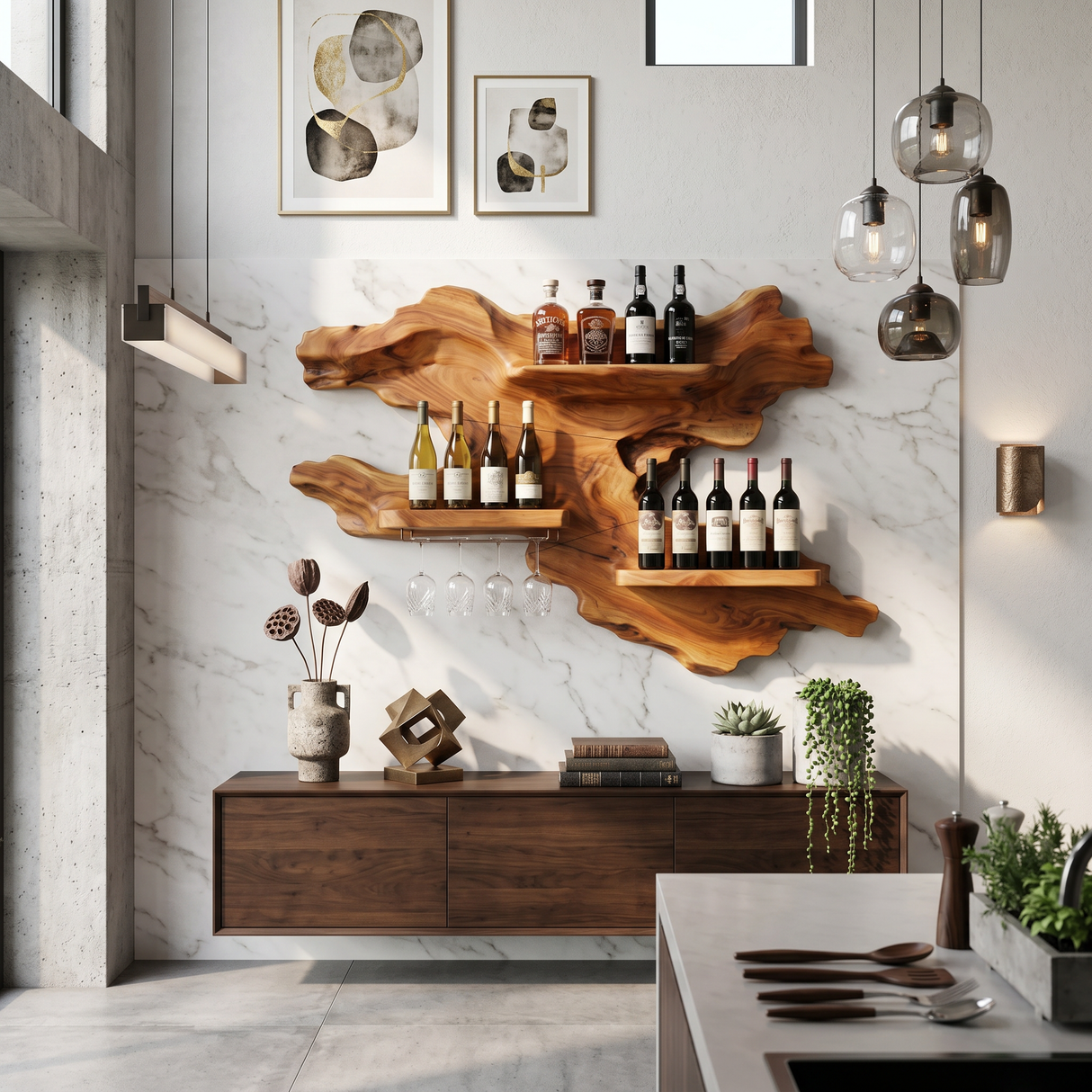 Farmhouse Wooden Wine Rack For Home Bar