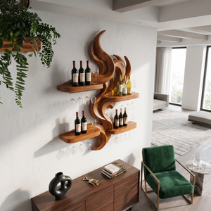 Mid Century Floating Wine Rack For Kitchen