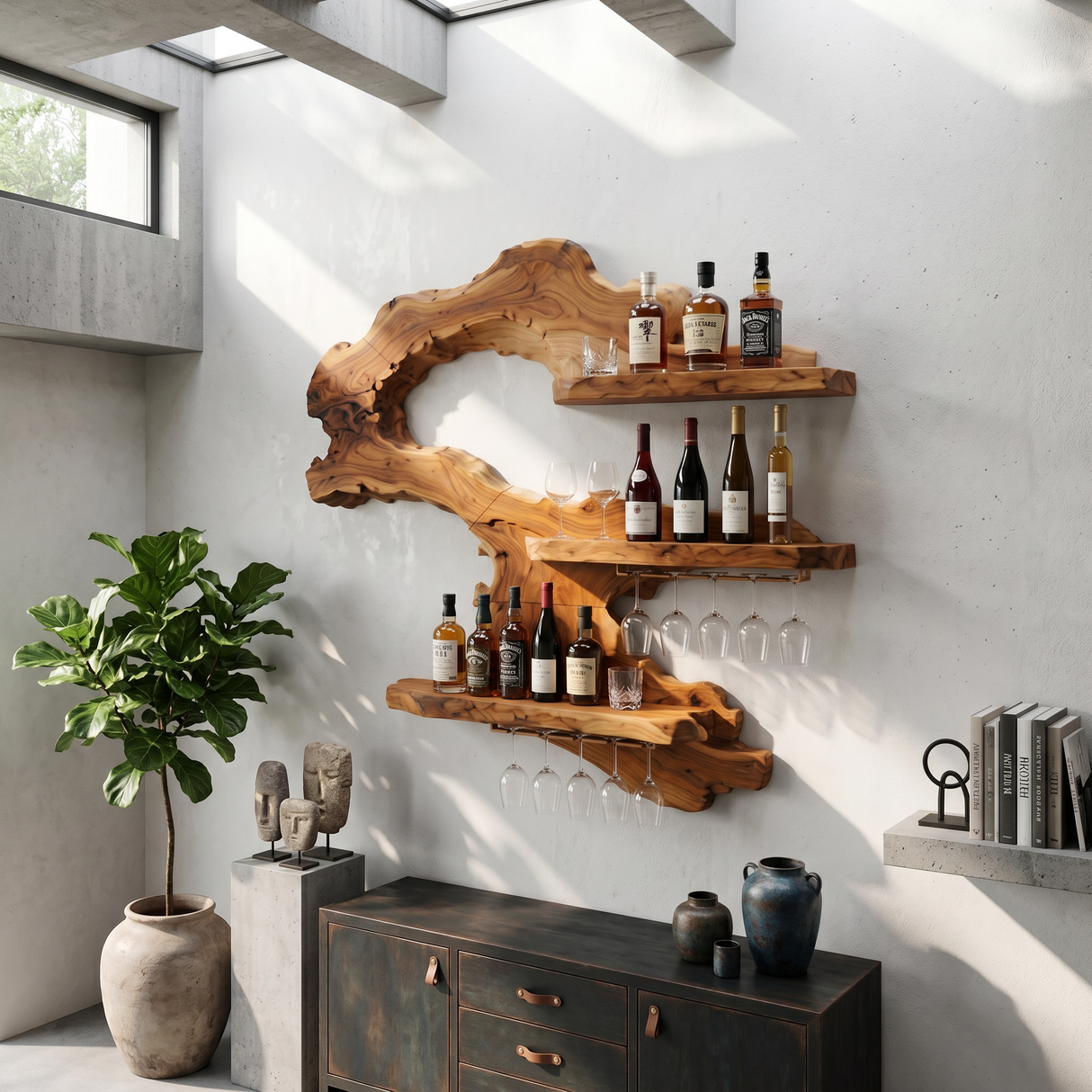 Mid Century Wine Rack Wall Mounted For Home Bar