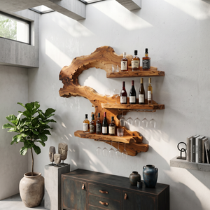 Mid Century Wine Rack Wall Mounted For Home Bar