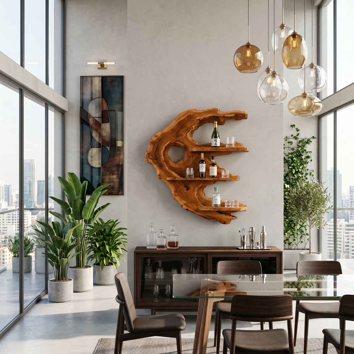 Handcrafted Minimalist Wall Mounted Wine Rack For Home