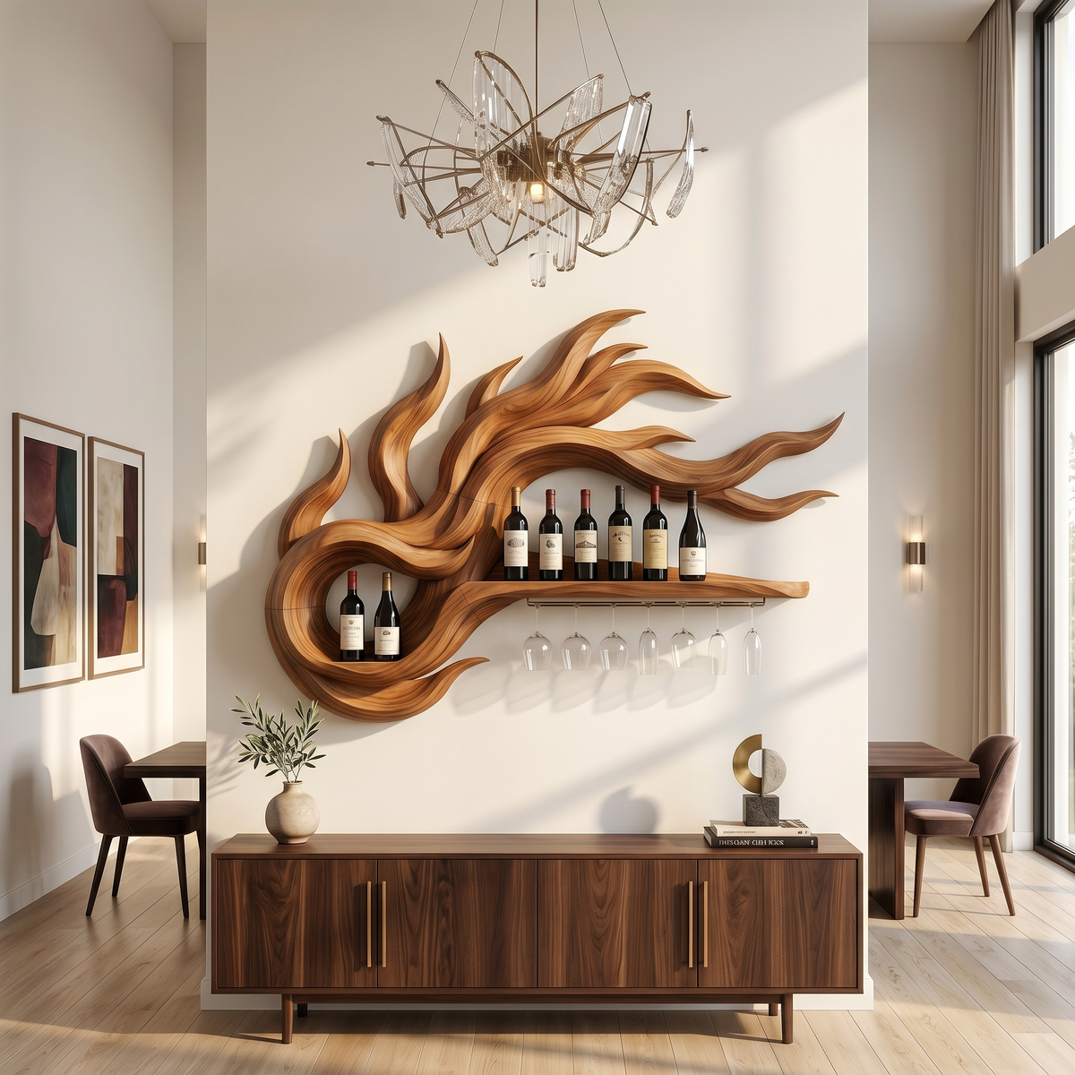 Handcrafted Modern Wine Rack Wall Mounted For Kitchen