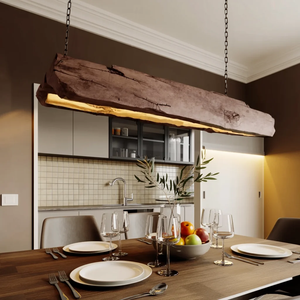 Rustic Log Beam Pendant Lighting For Kitchen Island