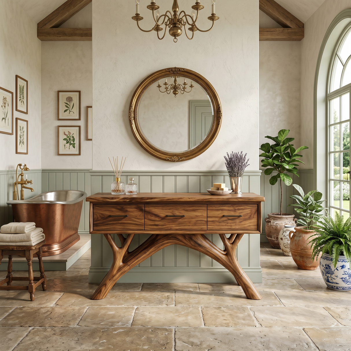 Modern Monkeypod Wood Sink Vanity For Urban Bathroom