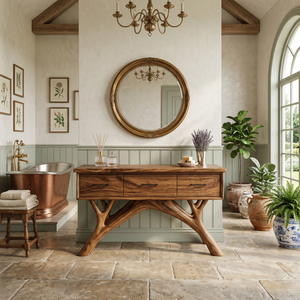 Modern Monkeypod Wood Sink Vanity For Urban Bathroom