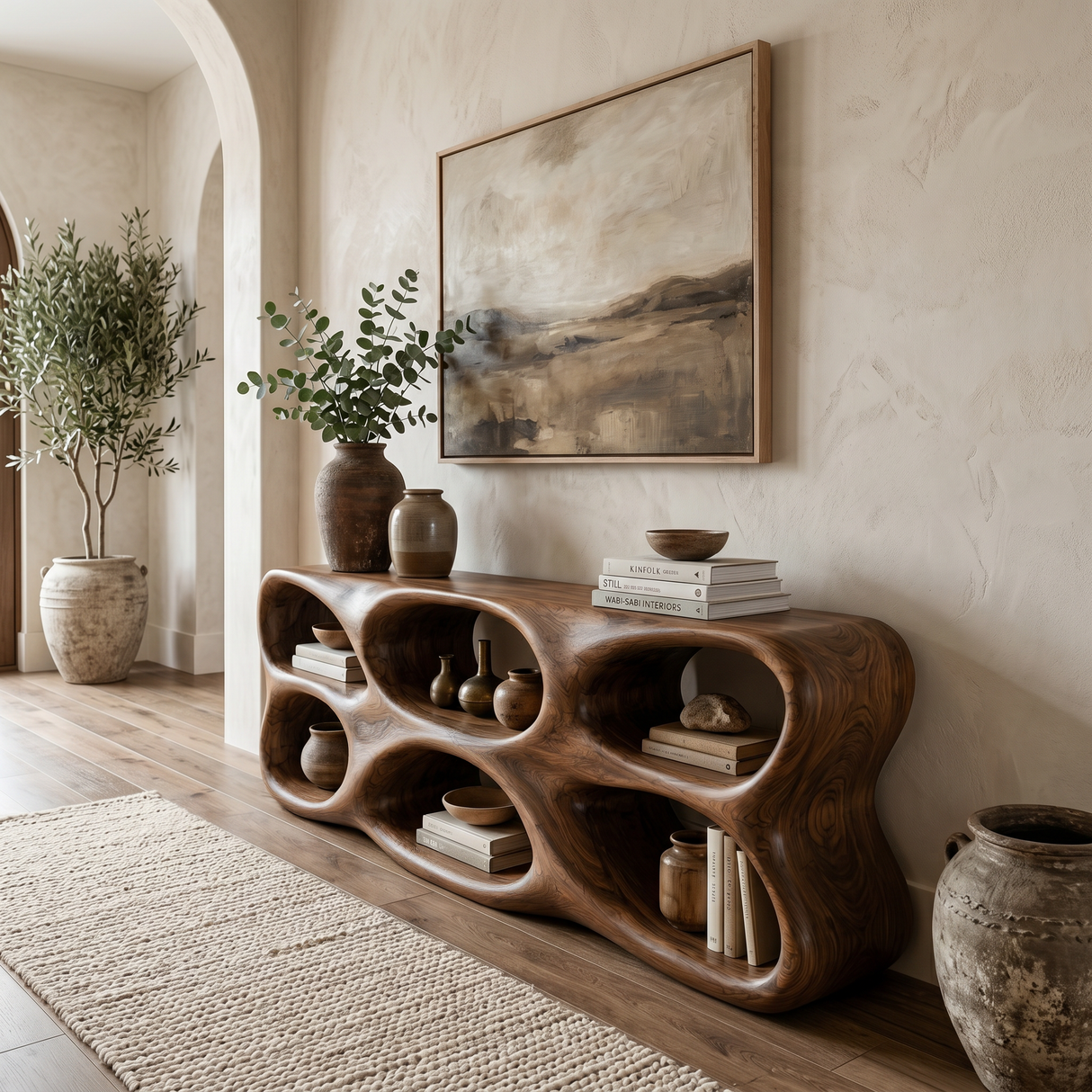 Organic Sculptural Console Table For Designer Entryway