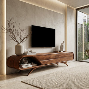 Mid Century Modern Wood TV Console For Living Room