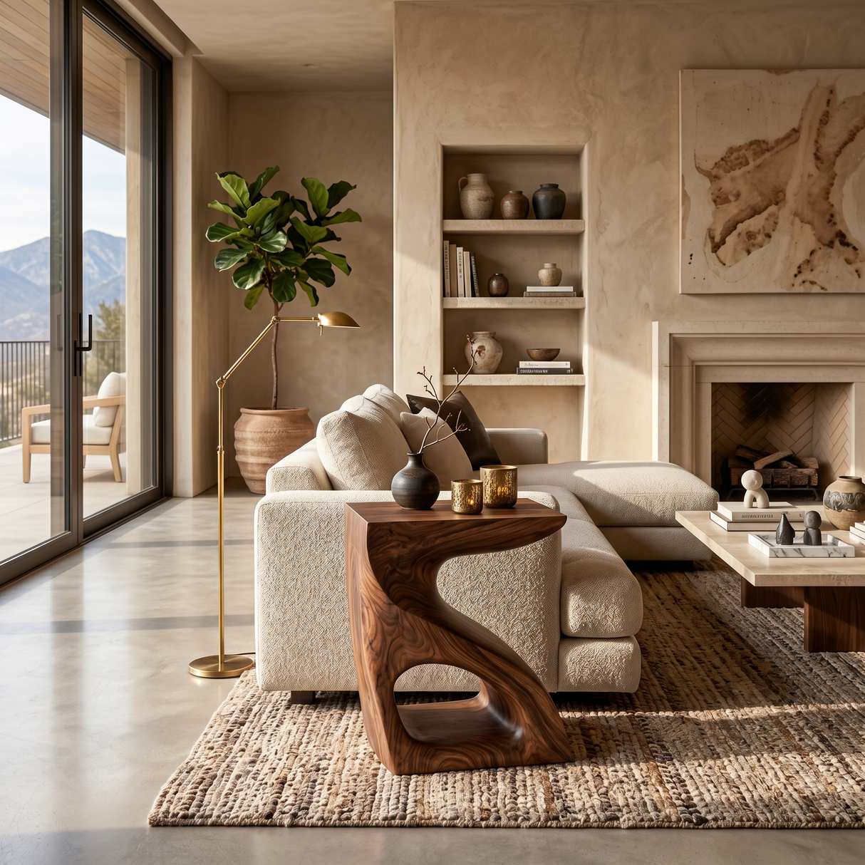 Modern Sculptural Side Table For Home Decor