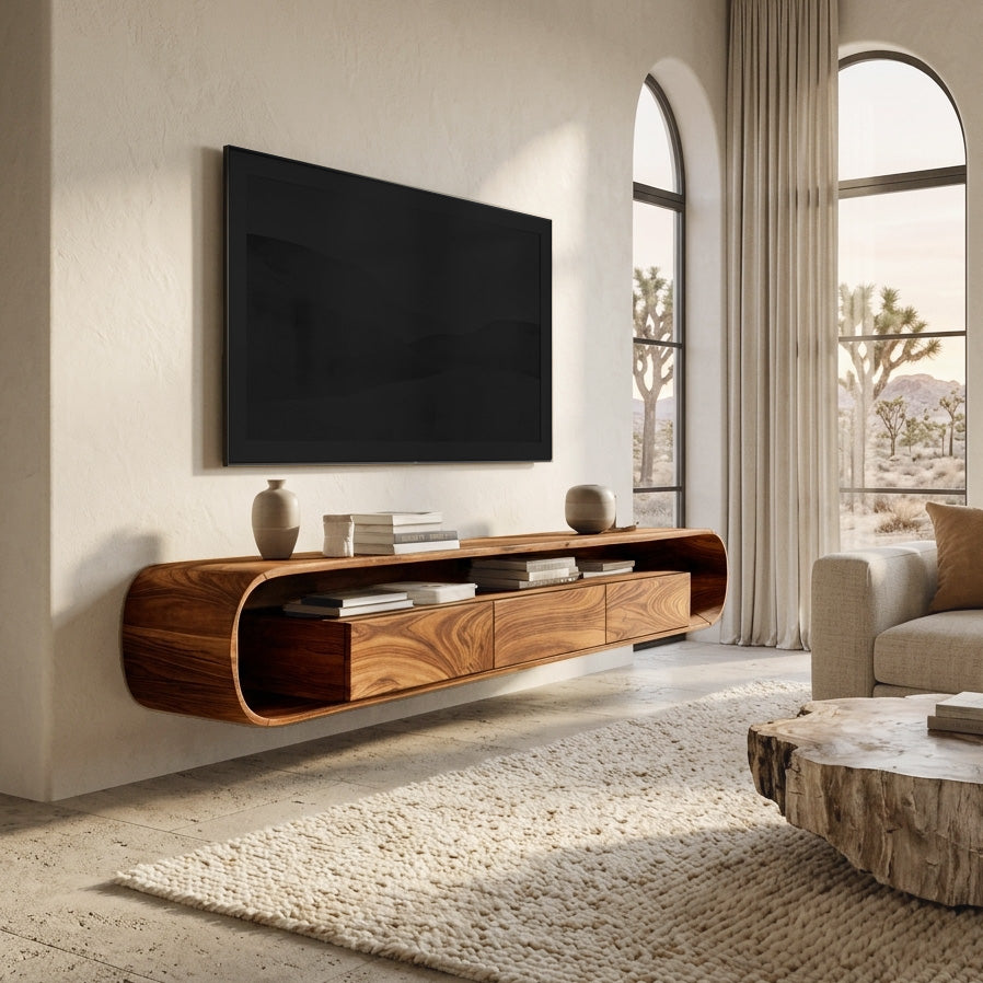 Organic Modern Floating TV Console For Living Room