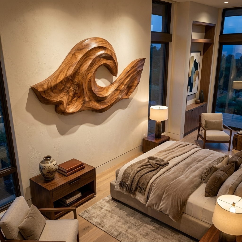 Ocean Wave Inspired Wood Wall Art For Living Room Decor
