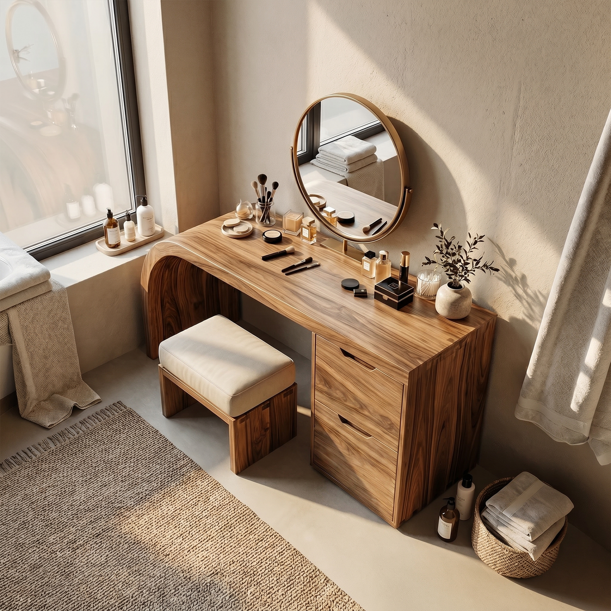Industrial Vanity Table Home Office Makeup Area Dressing Space