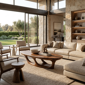 Contemporary Coffee Table With Flowing Open Loop Base For Home