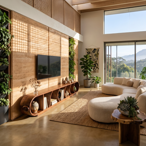 Contemporary Sculptural TV Stand For Penthouse Living Room