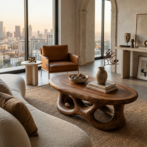 Contemporary Coffee Table With Organic Openwork Base For Designer Interior