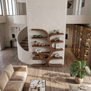 Handcrafted Curved Bookshelf For Living Room Furniture