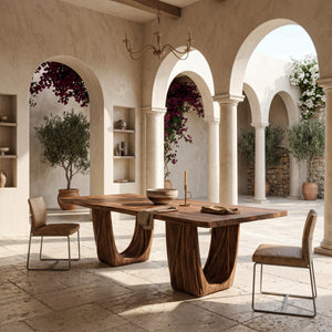 Organic Fluted Pedestal Dining Table For Contemporary Dining Room