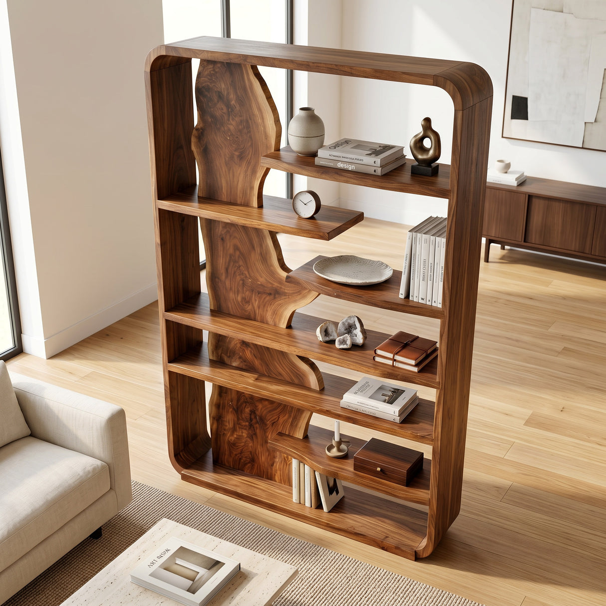 Contemporary Wooden Standing Shelf For Home Office Storage