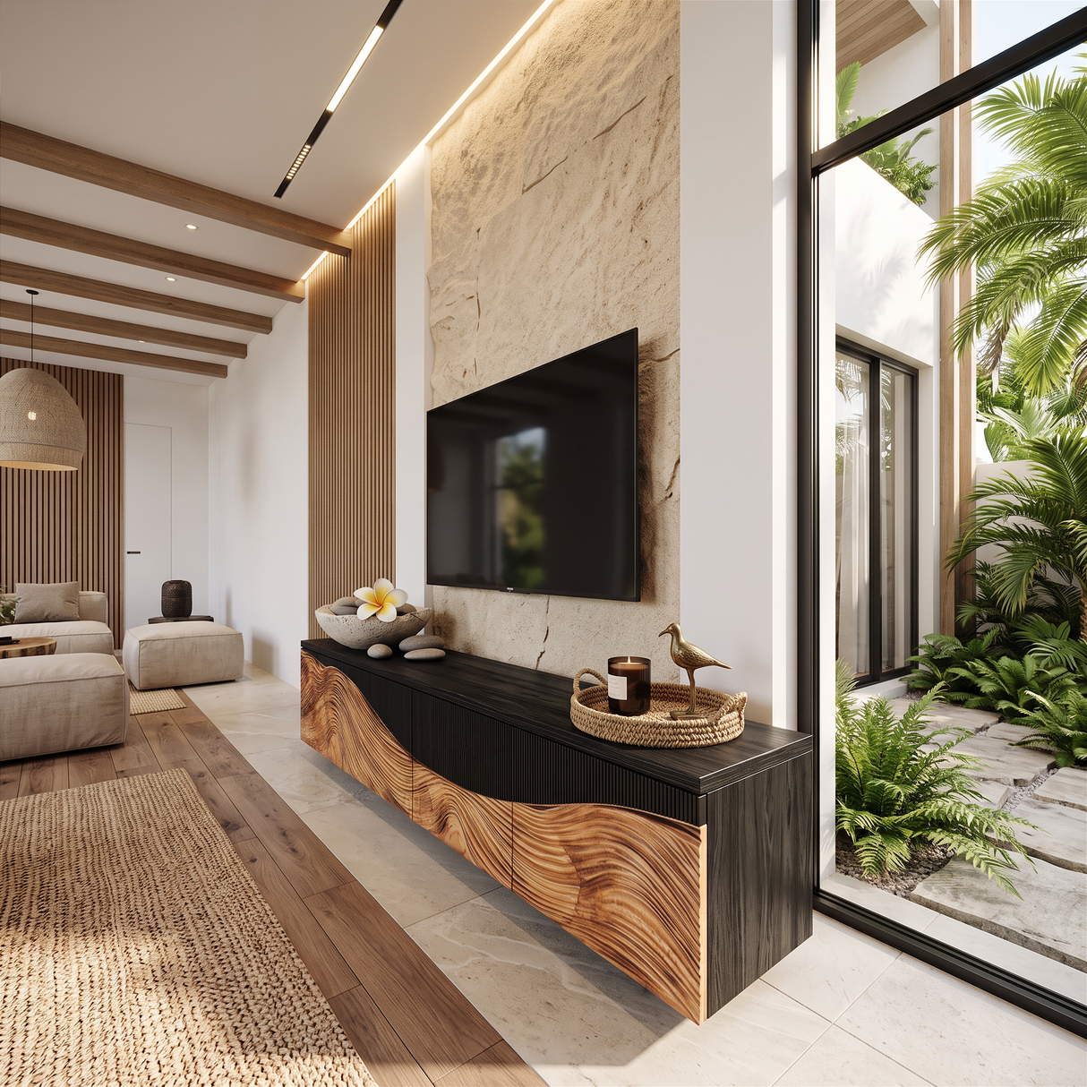 Rustic TV Console For Entryway Design Ideas
