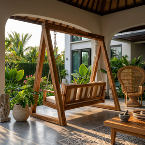 Freestanding Wooden Garden Swing Luxury Outdoor Living