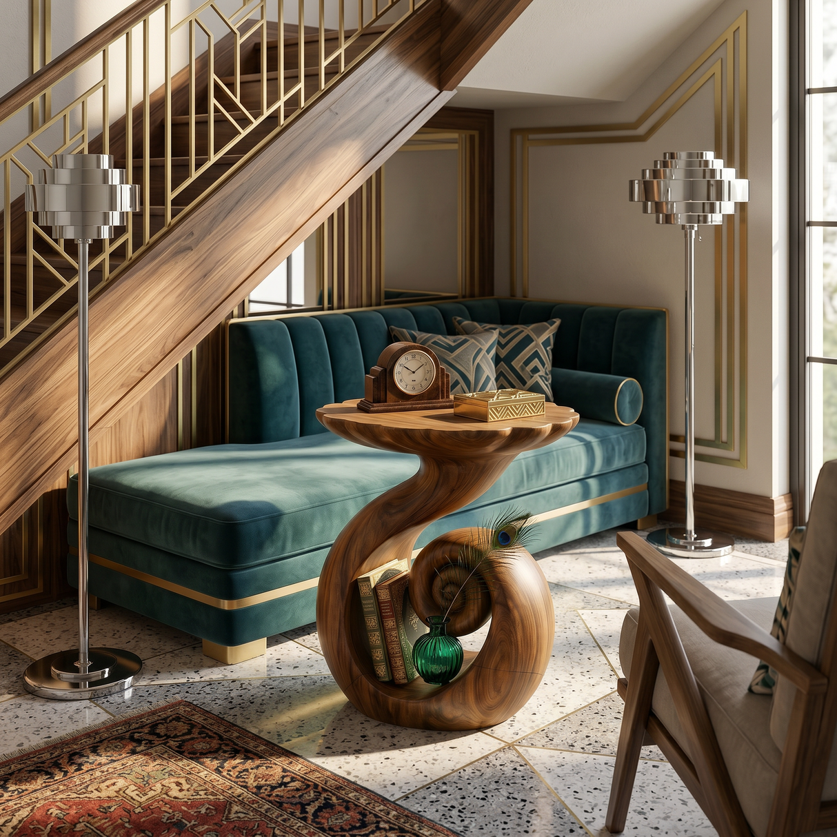 Organic Spiral Storage Side Table Resort Suite