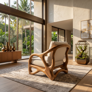 Modern Organic Wooden Armchair Grand Entryway