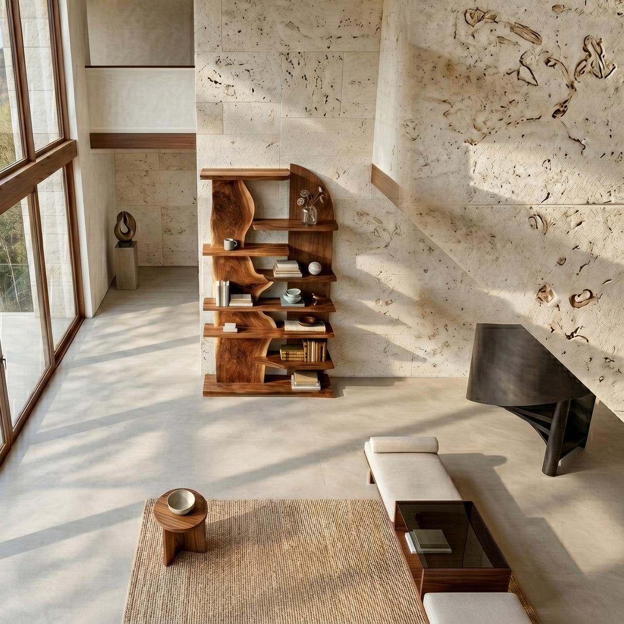 Minimalist Natural Wood Standing Shelf For Home Corner