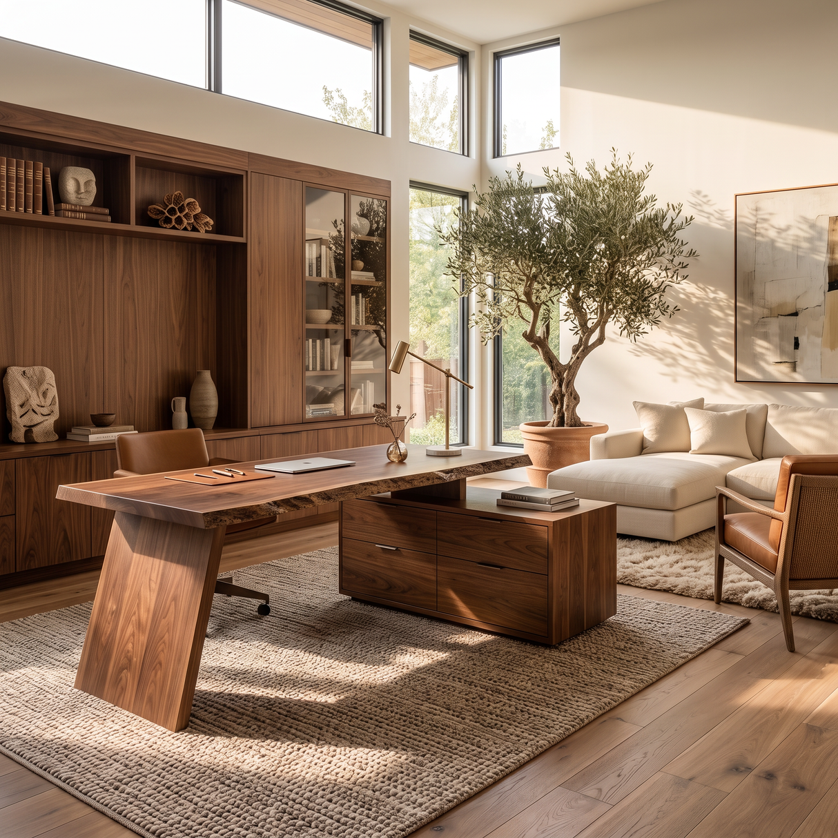 Modern Desk With Storage Shelf For Home Workspace