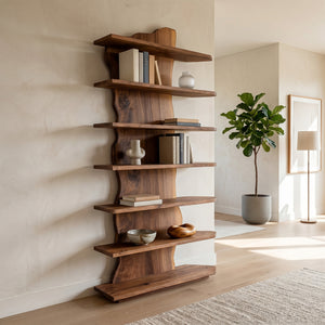 Organic Natural Wooden Standing Shelf For Reading Nook