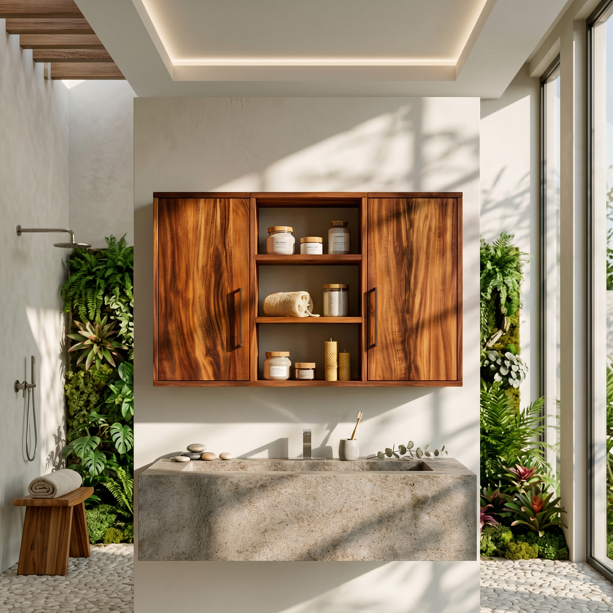 Contemporary Wave Front Bathroom Cabinet Luxury Bathroom