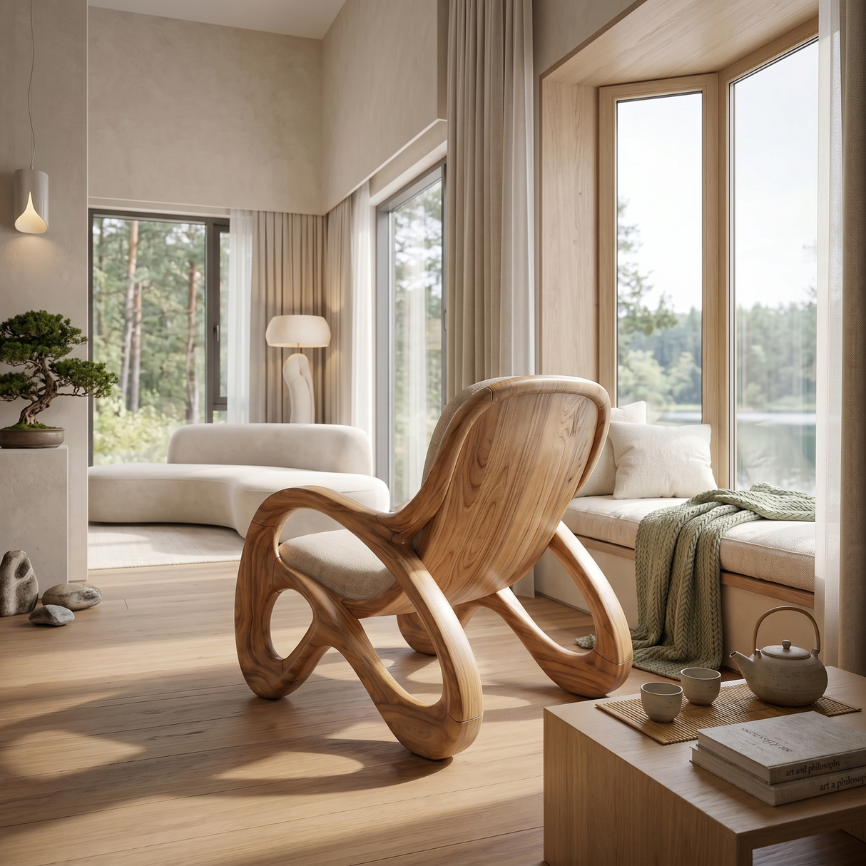 Premium Walnut Armchair for Open-Concept Modern Living Spaces