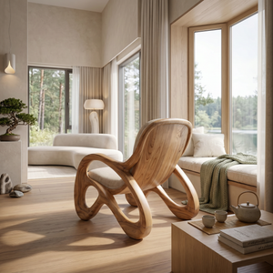 Premium Walnut Armchair for Open-Concept Modern Living Spaces