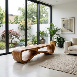 Artistic Natural Wood Bench For Modern Home Decor
