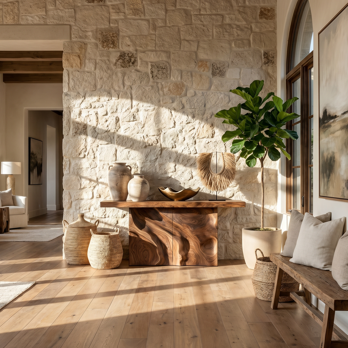Scandinavian Sculpted Base Hall Table For Entry Hall Interior
