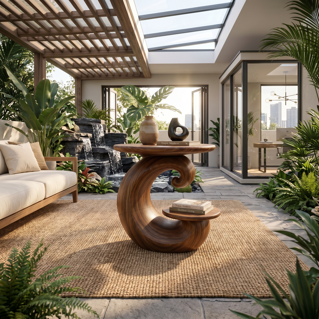 Organic Curved Side Table Forest Living Room