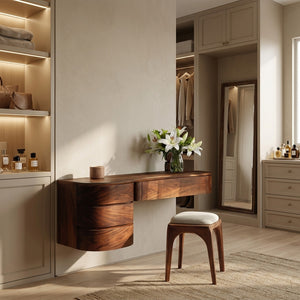 Minimalist Wall Mounted Vanity With Drawer For Sunlit Bedroom