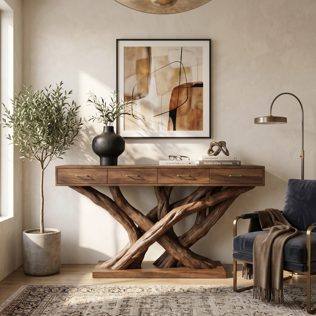 Organic Modern Twisted Root Console Table Luxury Entryway