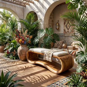 Luxury Wooden Accent Bench Modern Villa