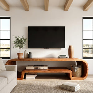 Organic Sculptural Wooden TV Cabinet for Living Room