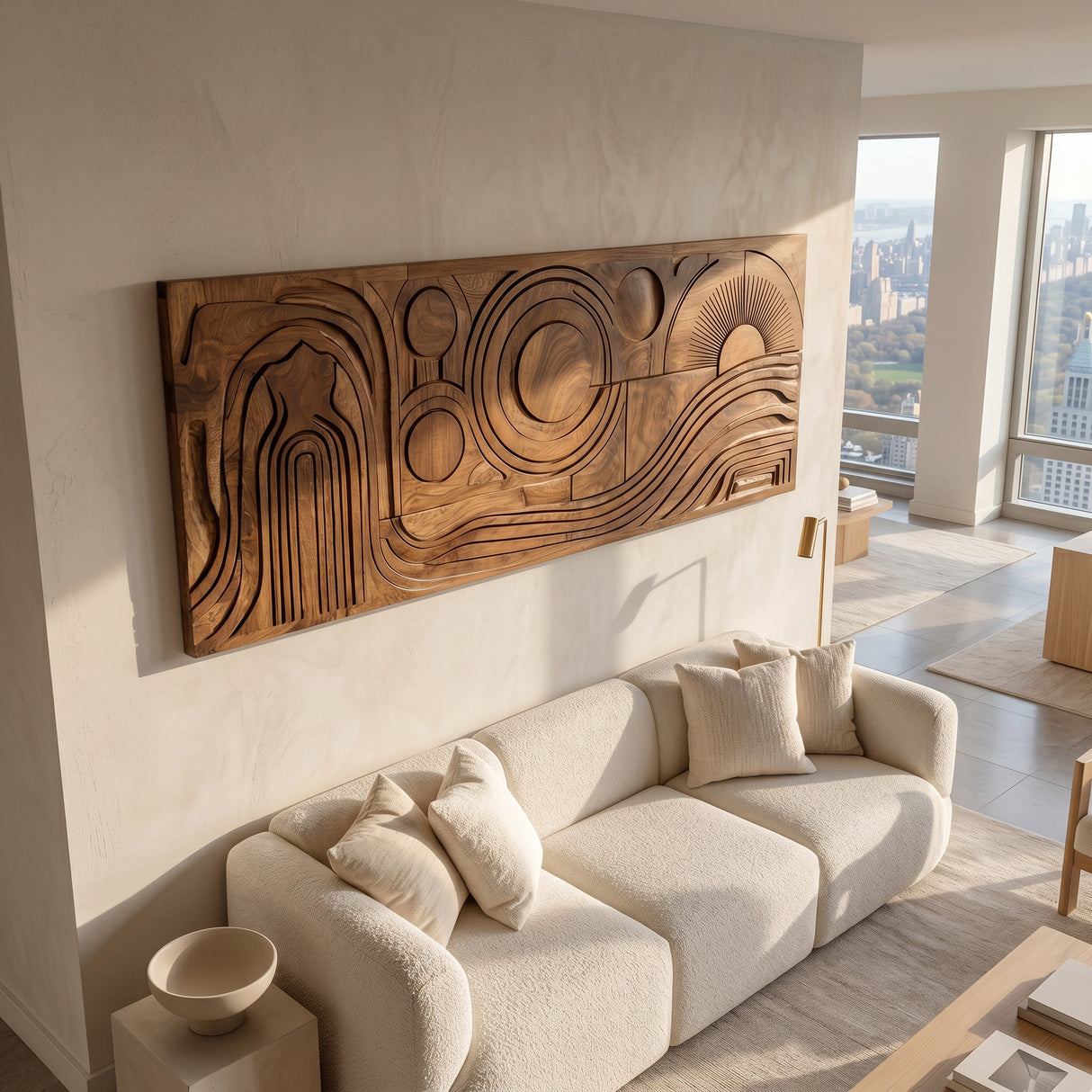 Mid Century Abstract Wood Wall Art For Living Room
